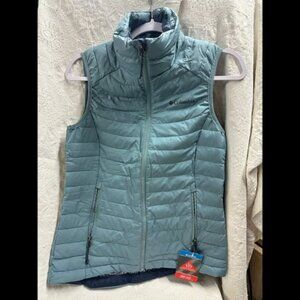 Columbia Women's Light Teal Puffer Omni Heat Full Zip Insulated Vest S New